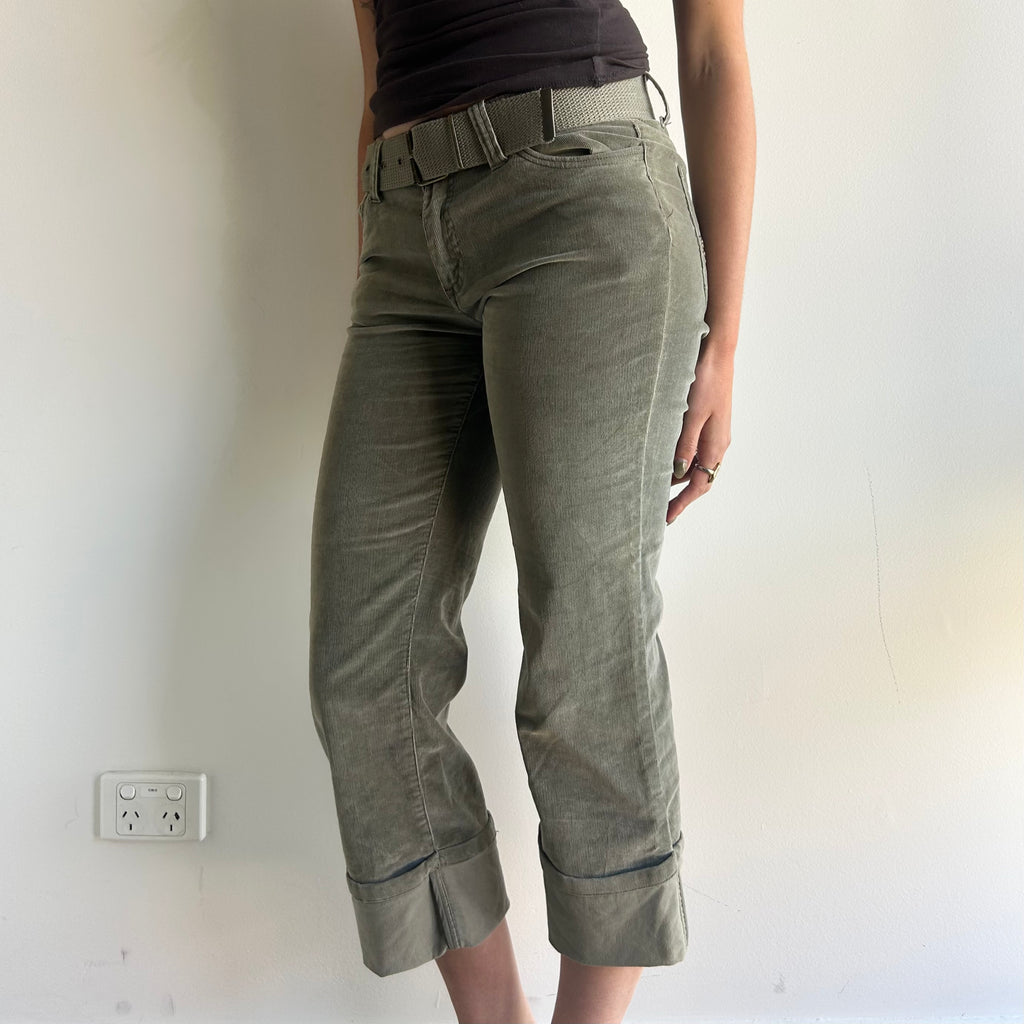 Corduroy green pants S