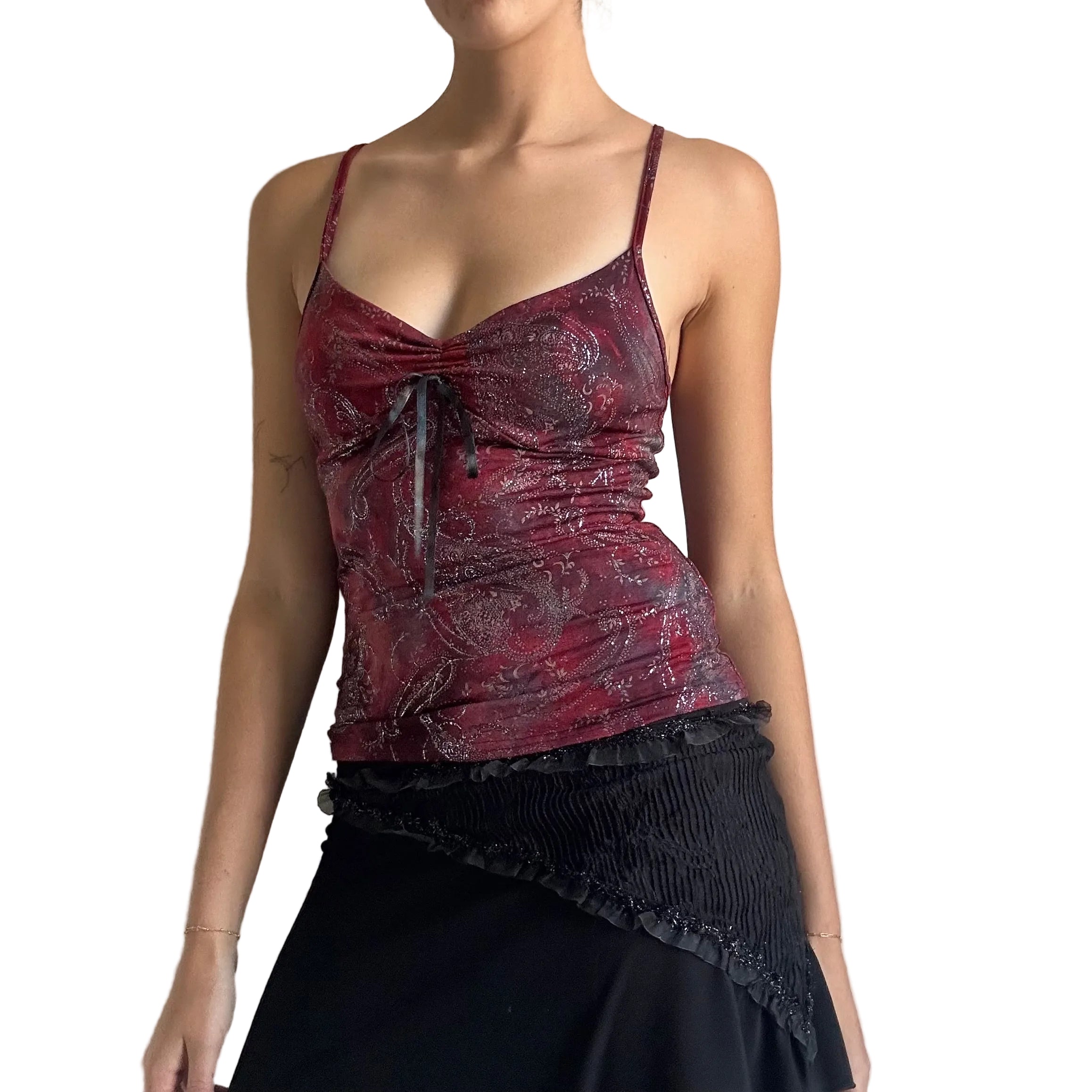Cami with tie up bow detail: XS/S