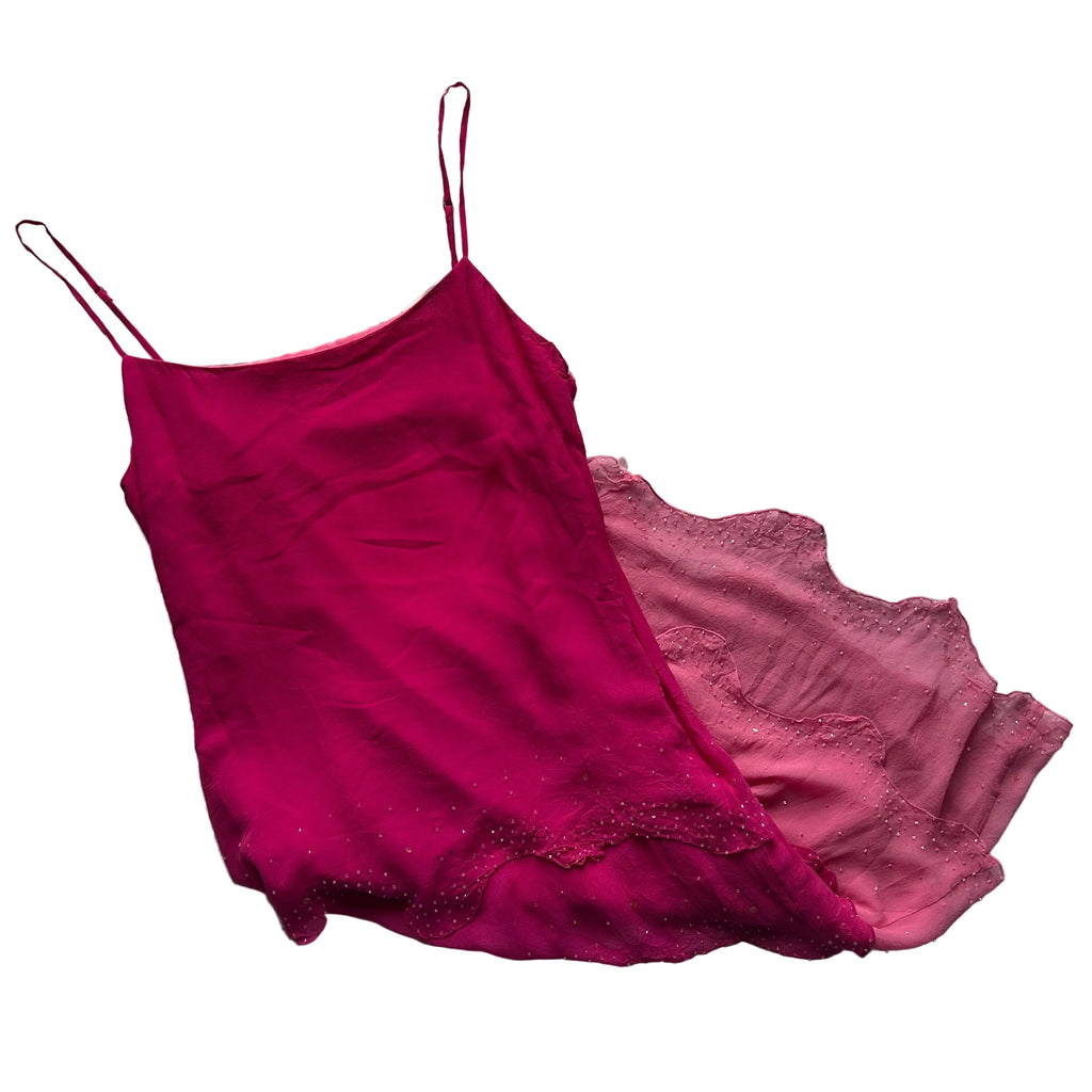 Pink Beaded Silk Dress: Size M