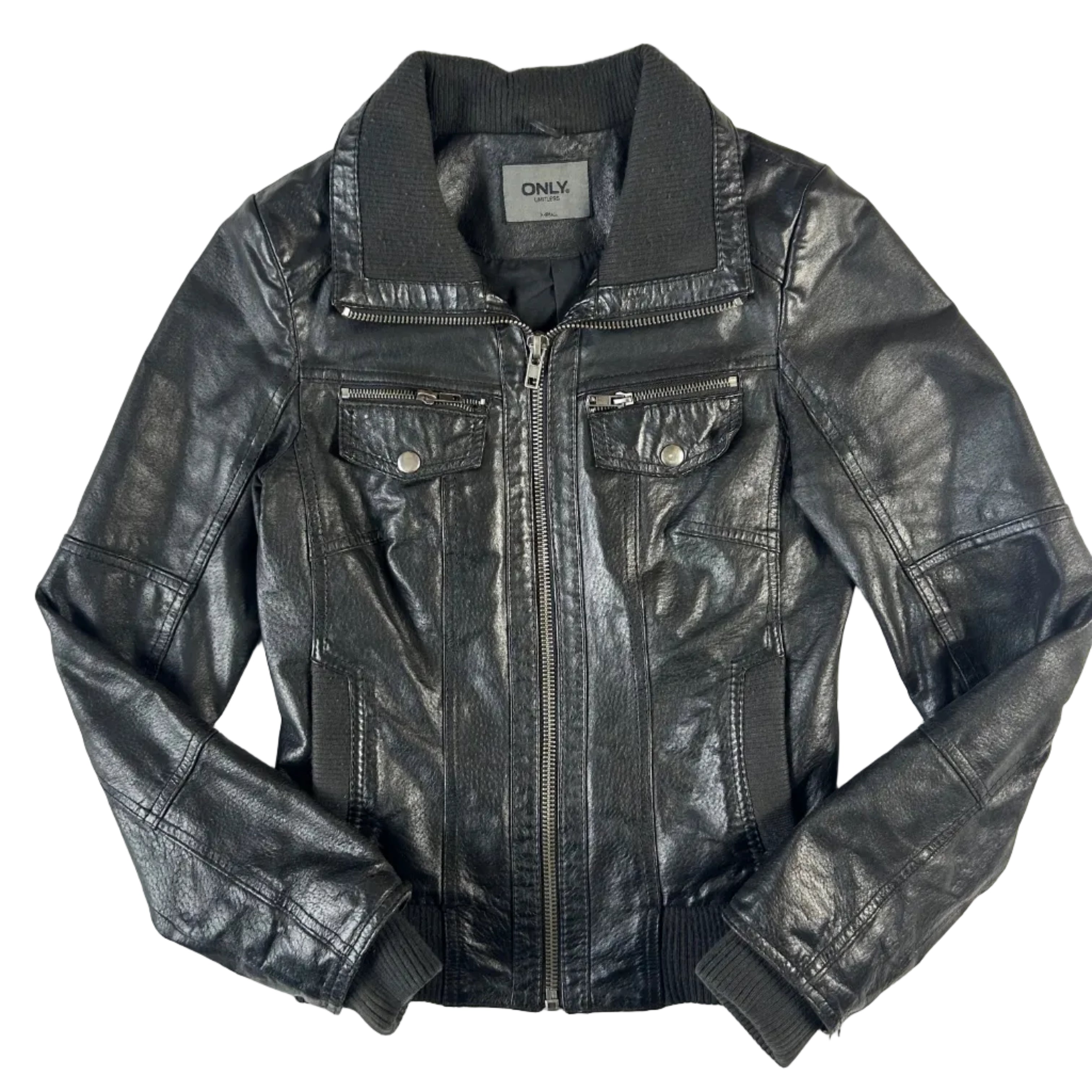 Only black leather jacket