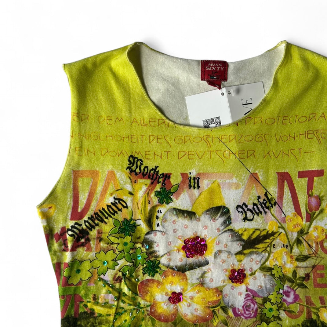 Miss Sixty beaded graphic top- size large