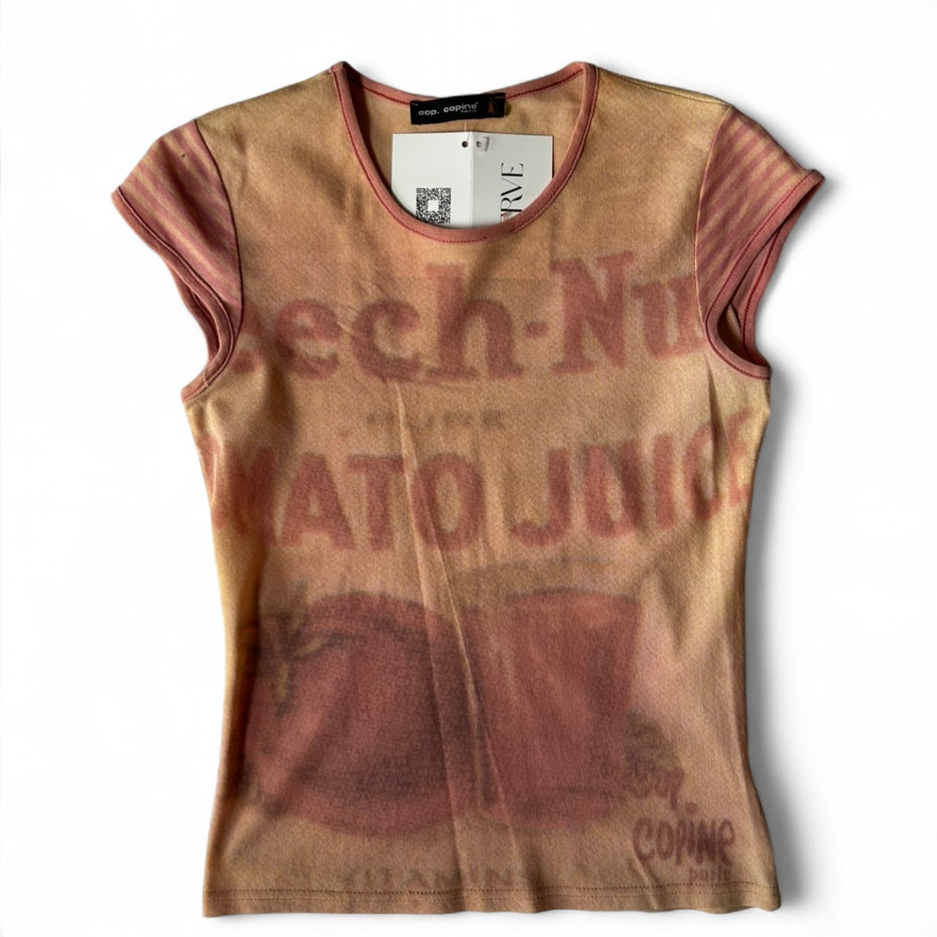 Cop Copine graphic mesh top- size small/medium