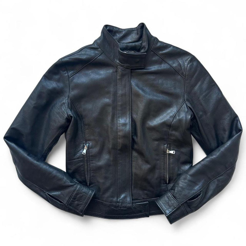 Mira furs Italian cafe racing leather jacket - S
