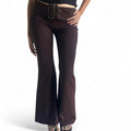 Made in Italy brown flare trousers with belt- M