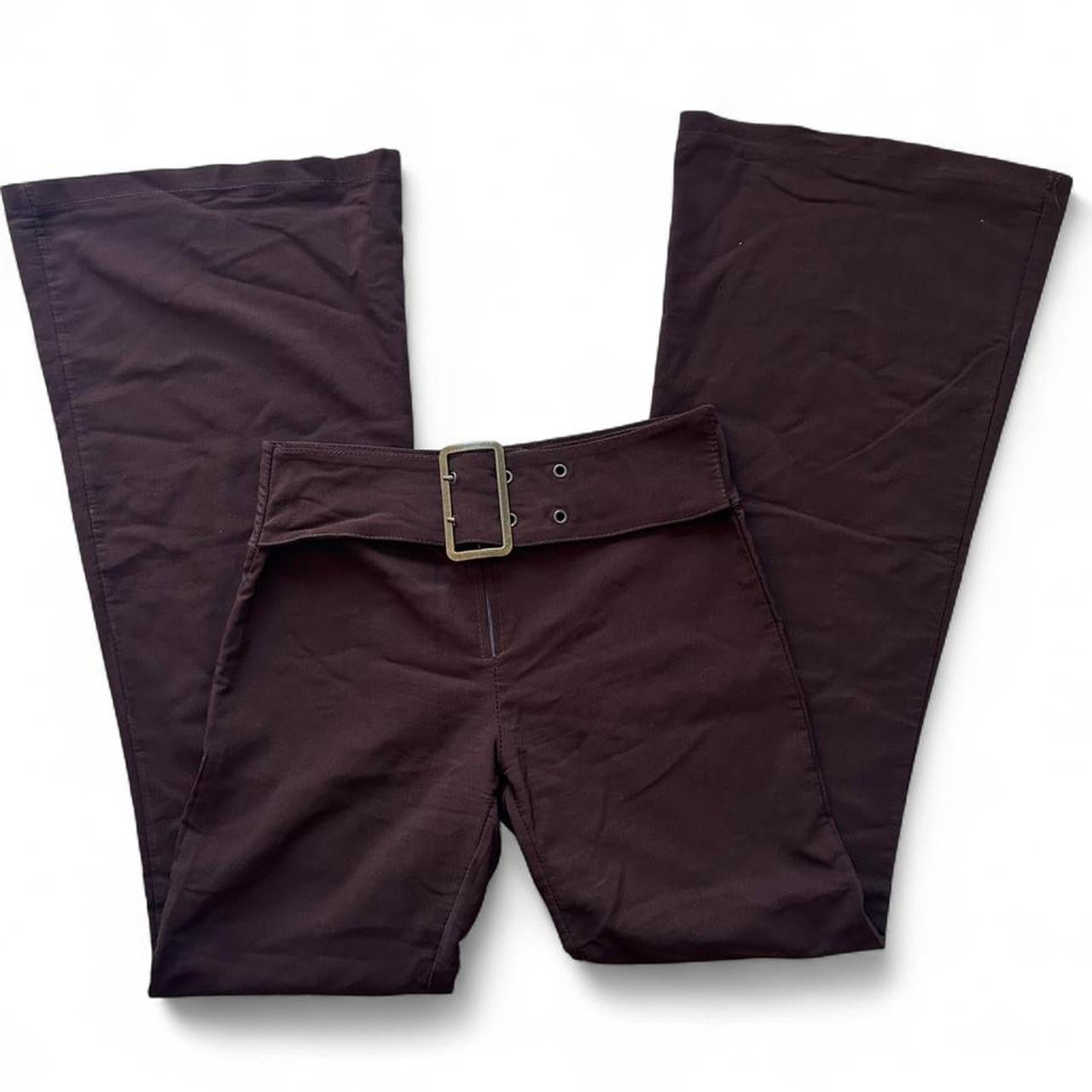 Made in Italy brown flare trousers with belt- M