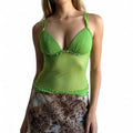 Green mesh beaded top- S/M
