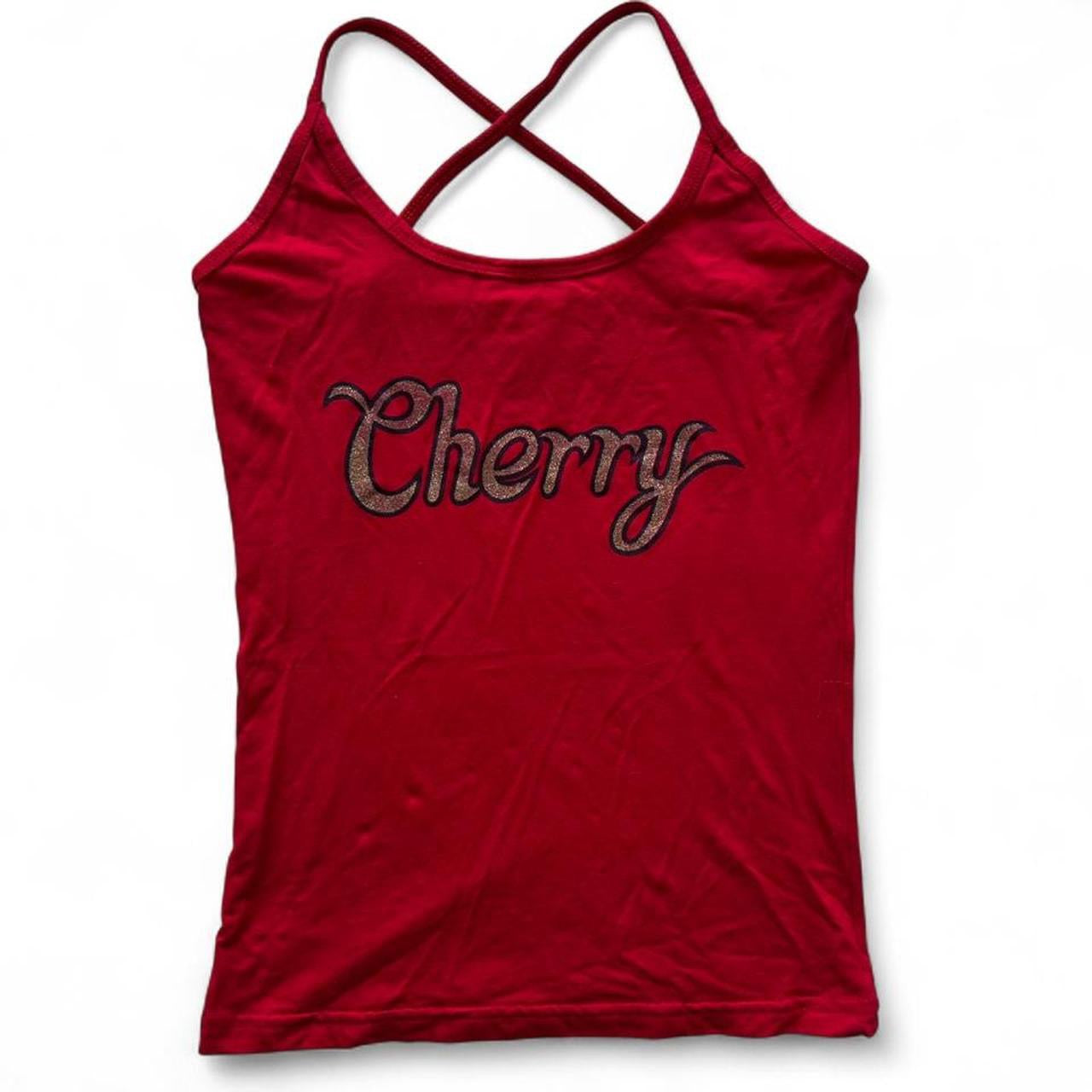 Cherry tank top with crossed straps- S