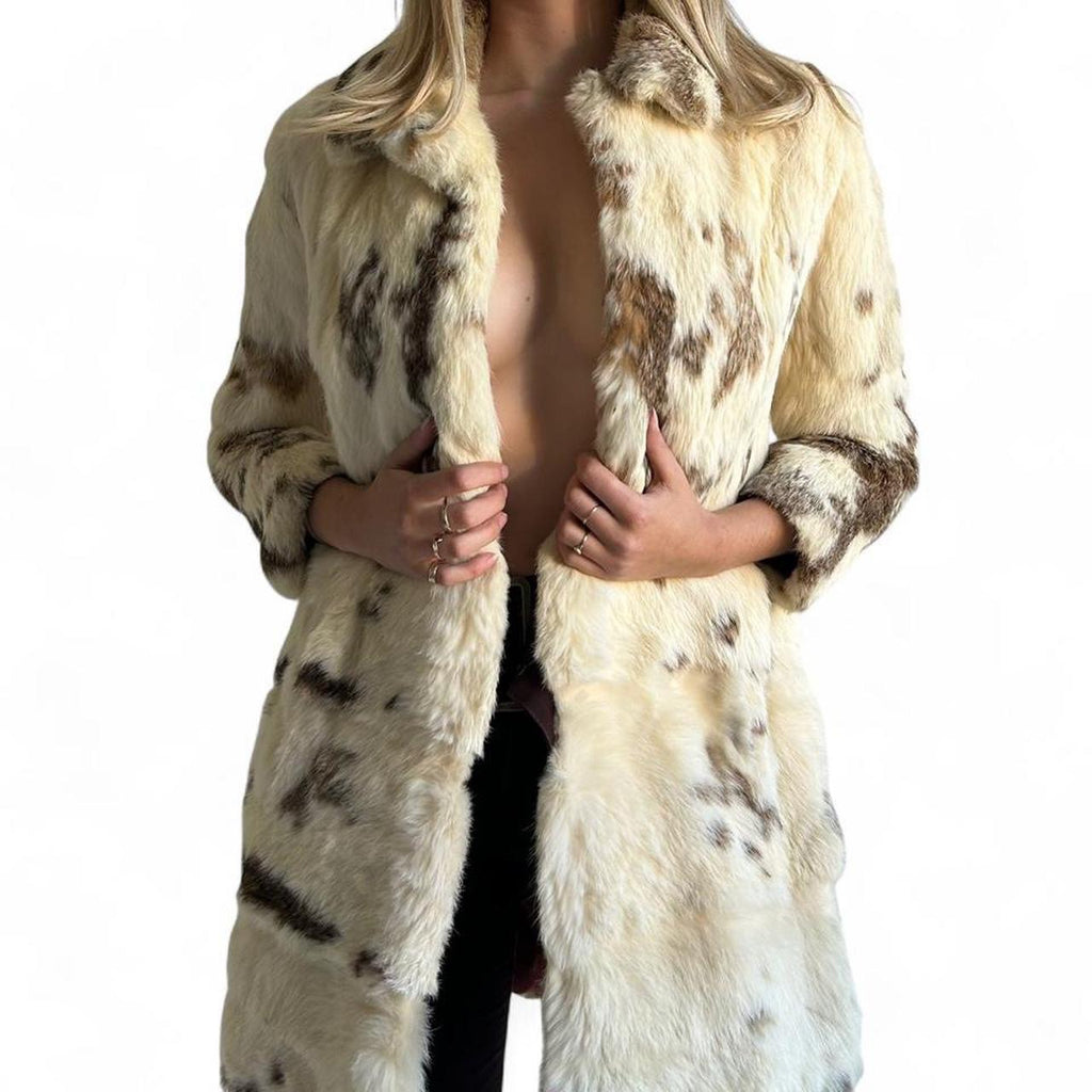 Rabbit fur mid length coat- S/M