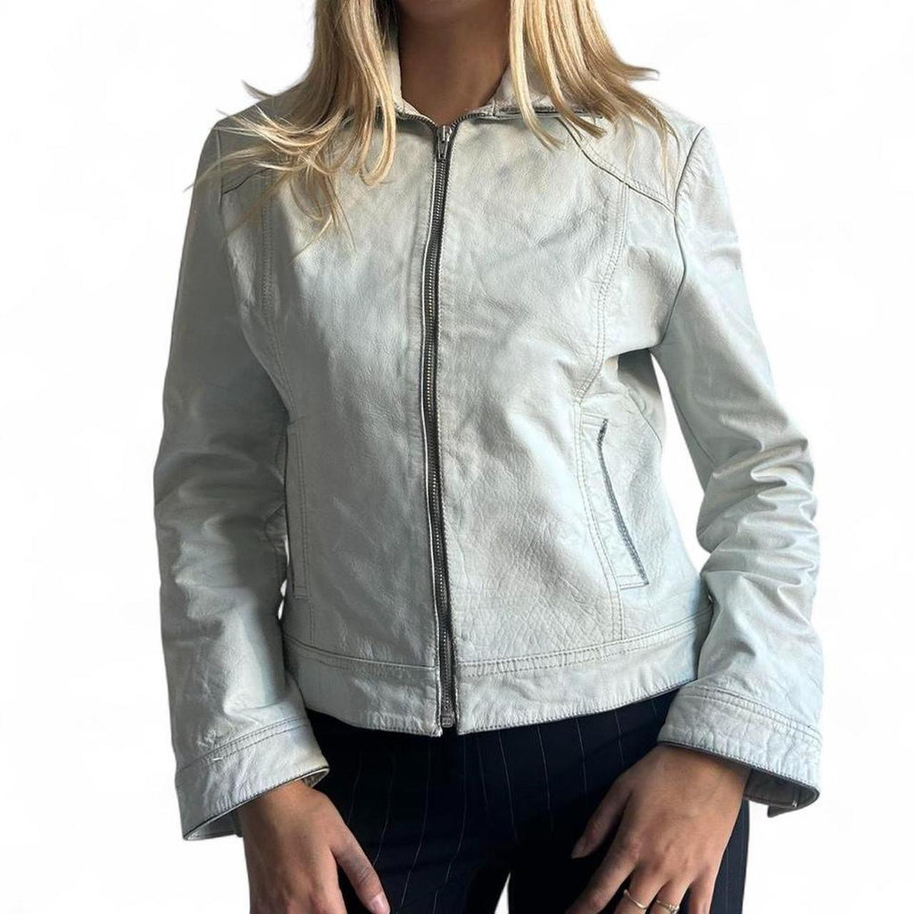 White leather jacket- M/ L