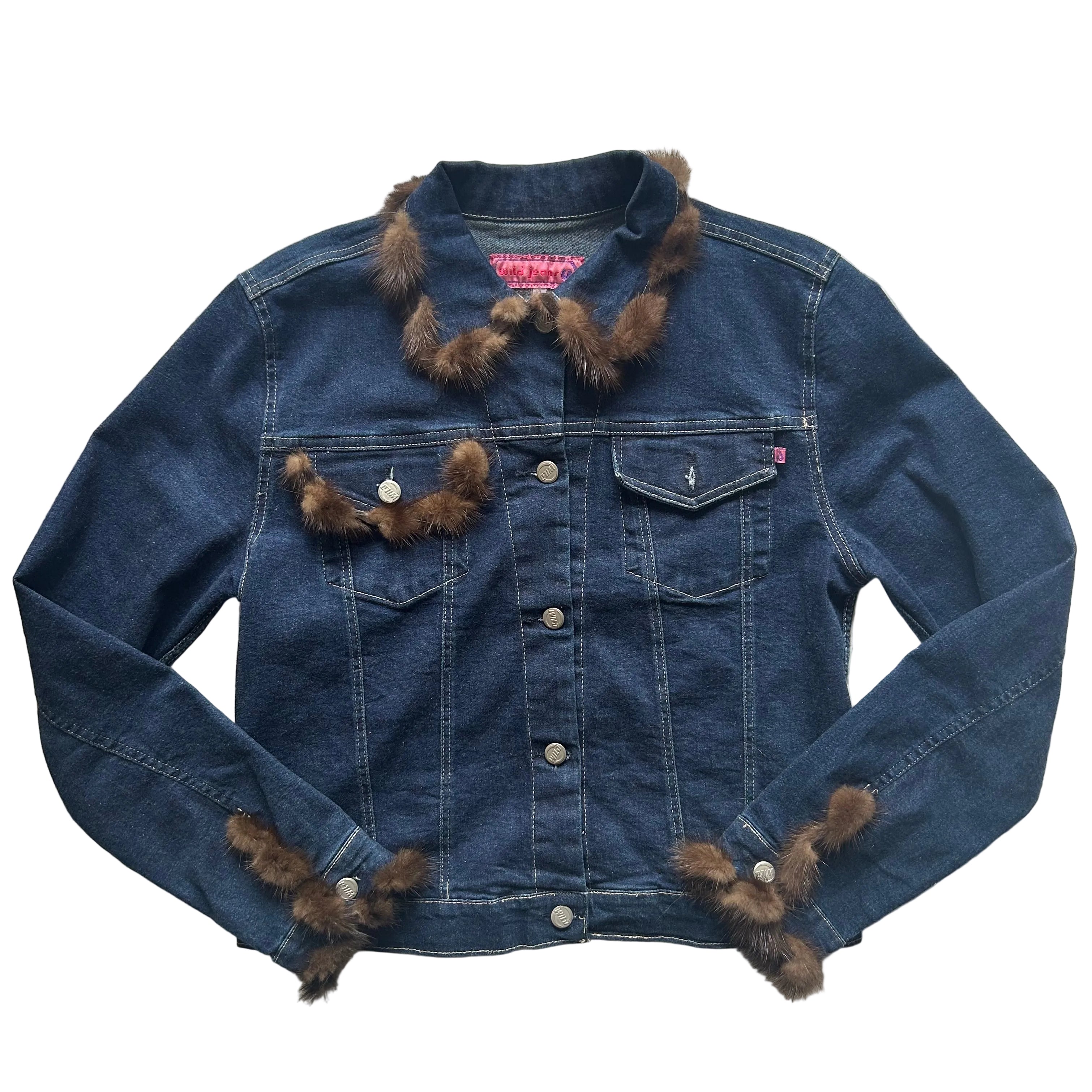 Wild Jeans denim jacket with fur details- small
