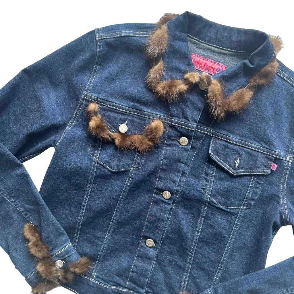 Wild Jeans denim jacket with fur details- small