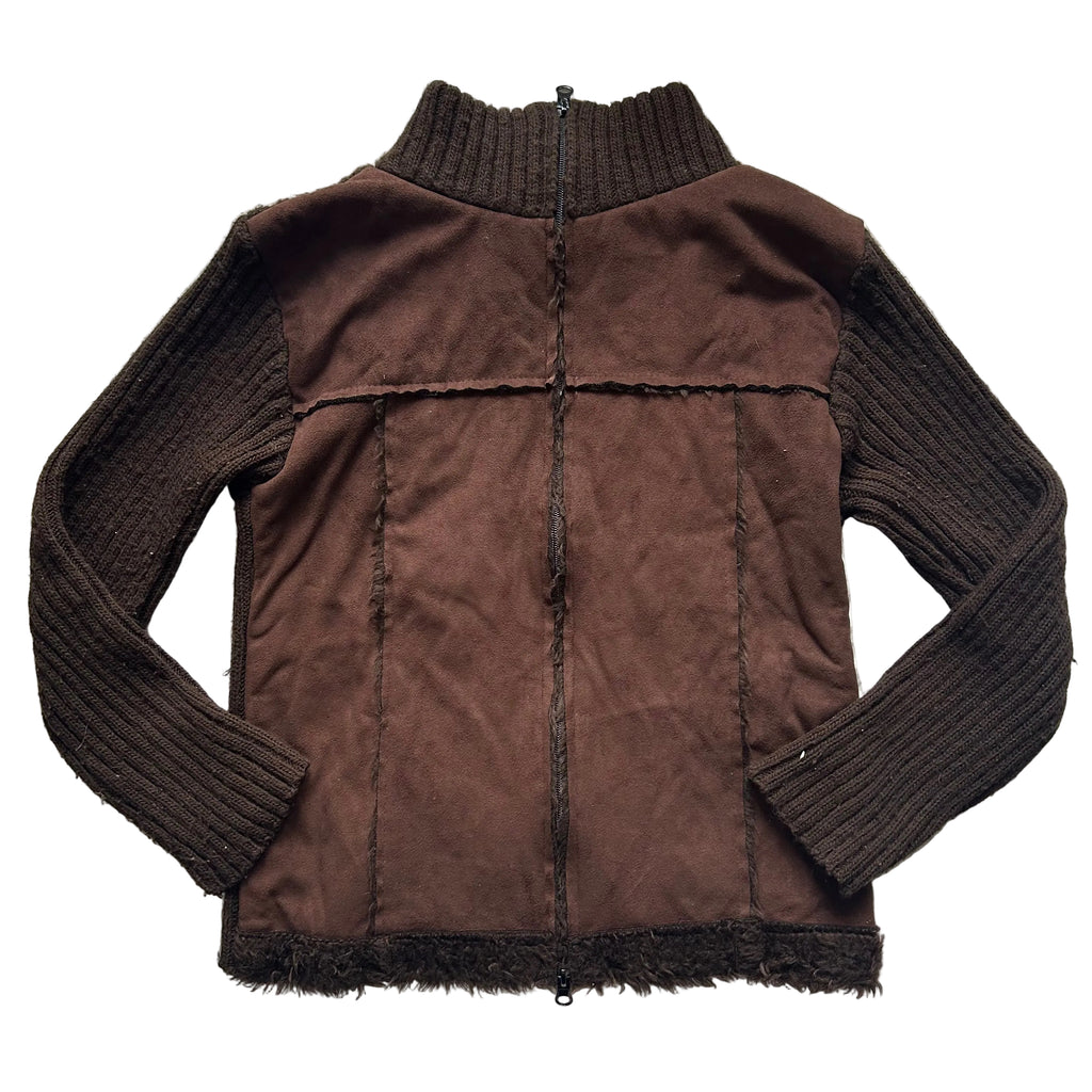 Brown wool/ acrylic made in Italy zip up- XS/small