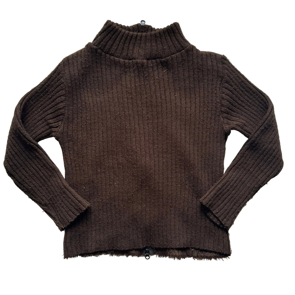 Brown wool/ acrylic made in Italy zip up- XS/small