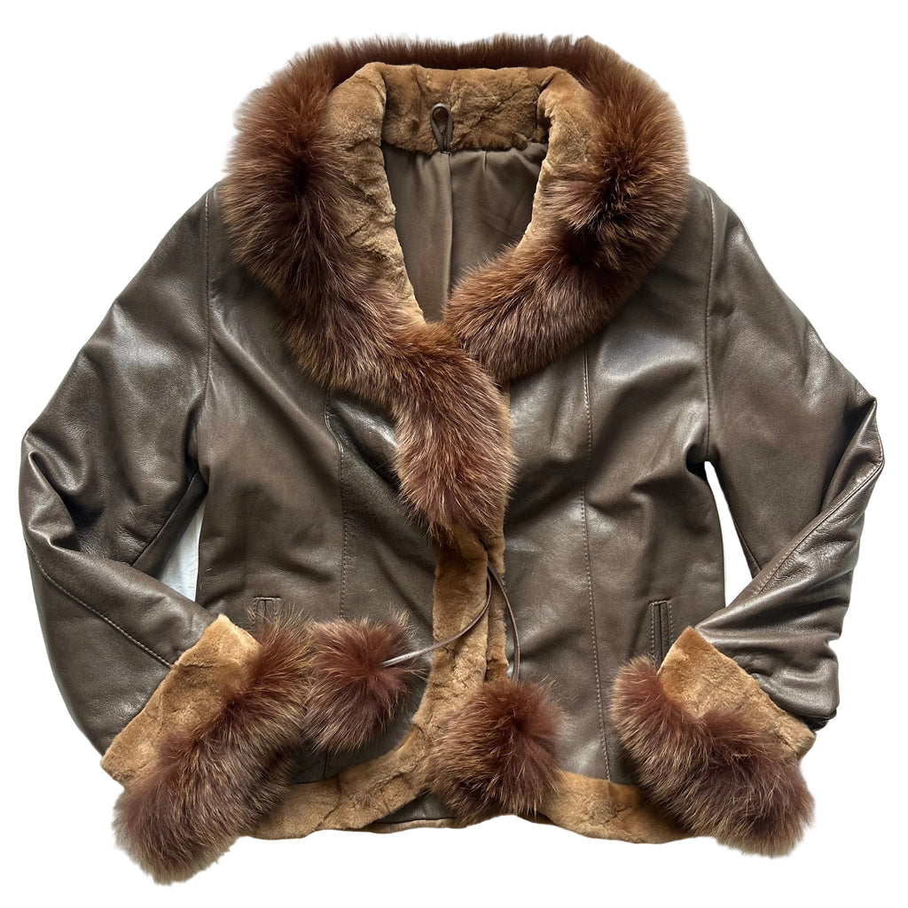 Leather and fur jacket- M