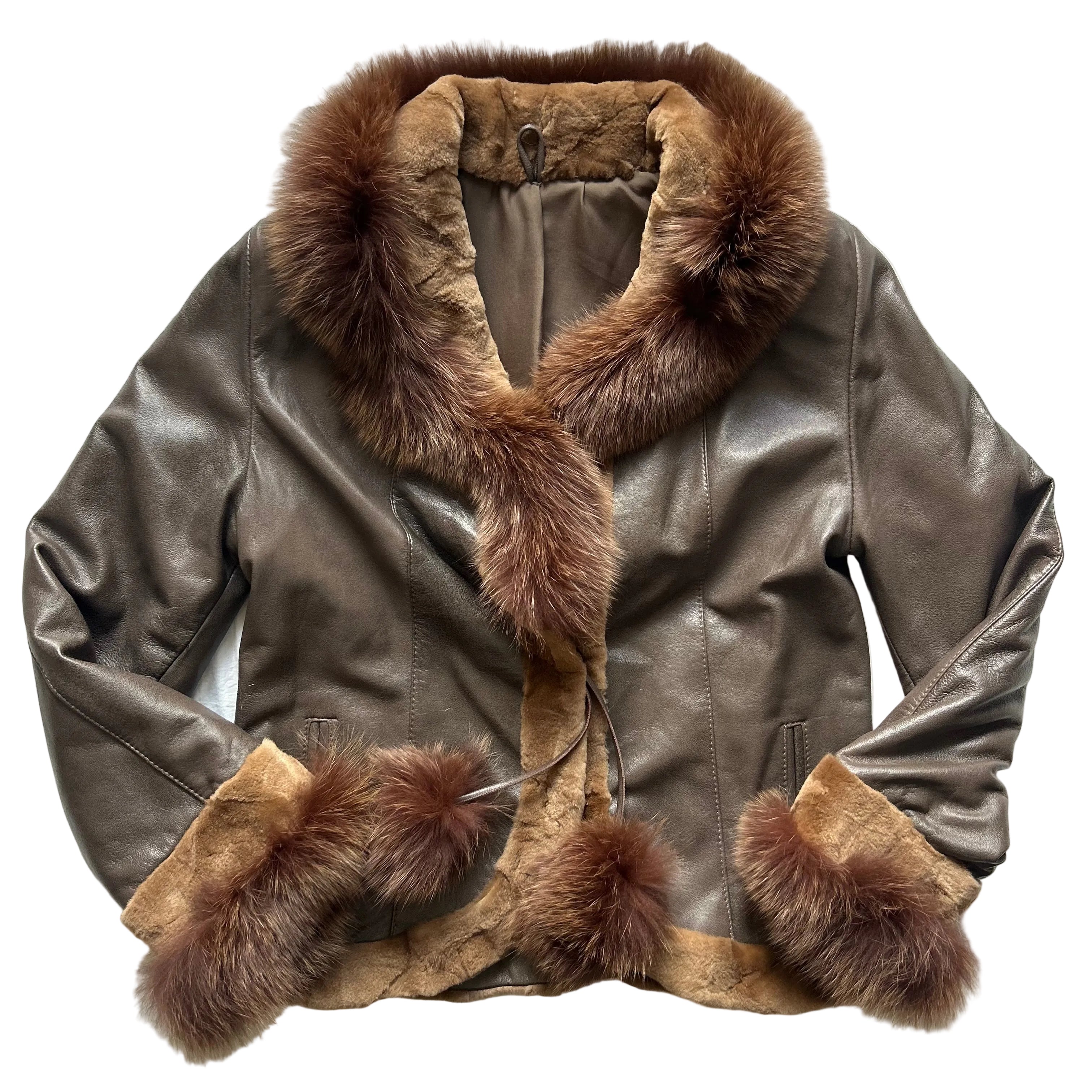Leather and fur jacket- M