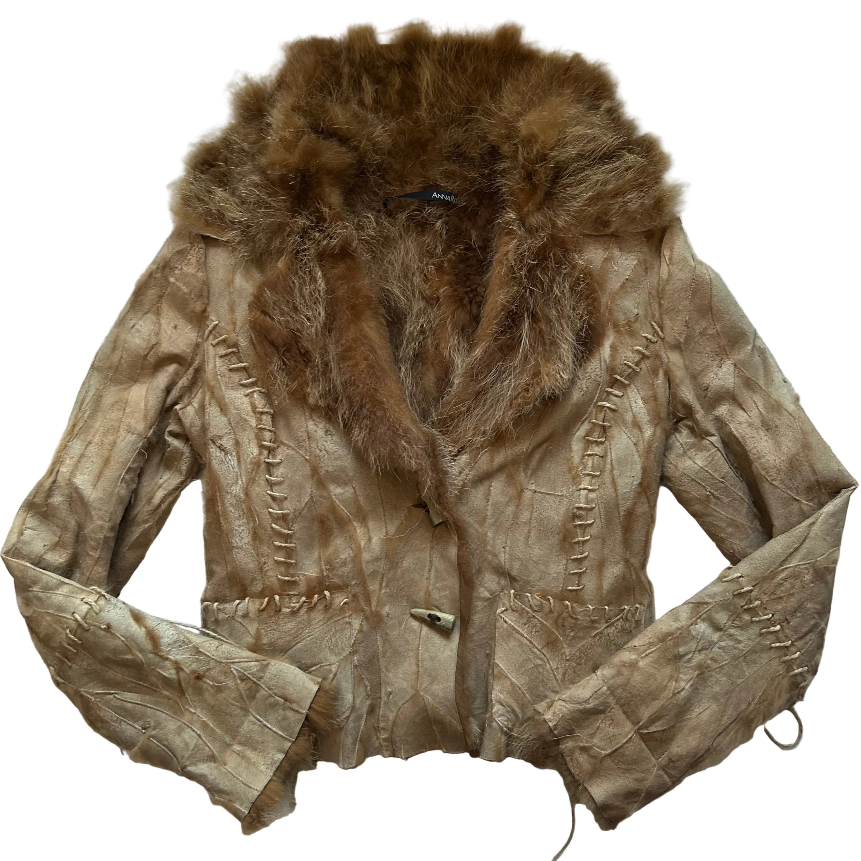 Anna Rita N patchwork real fur jacket- size small