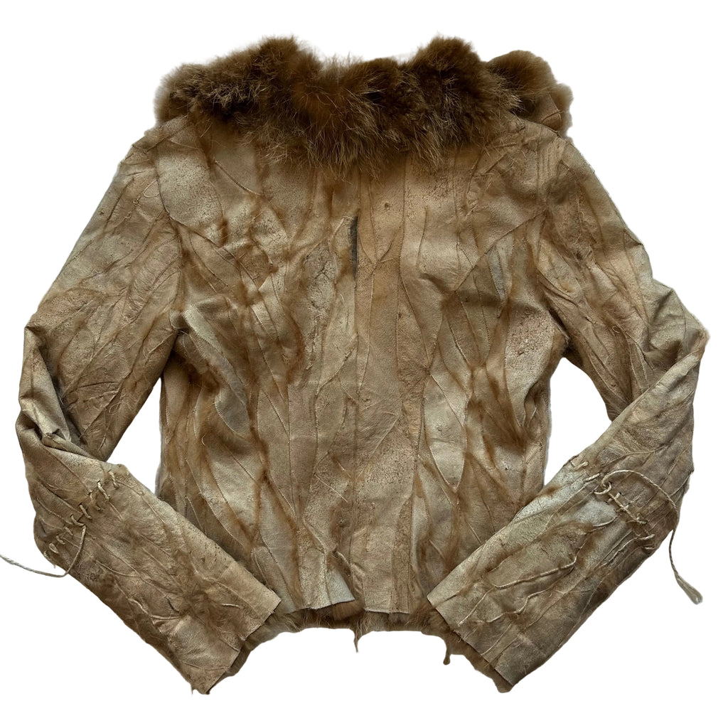 Anna Rita N patchwork real fur jacket- size small