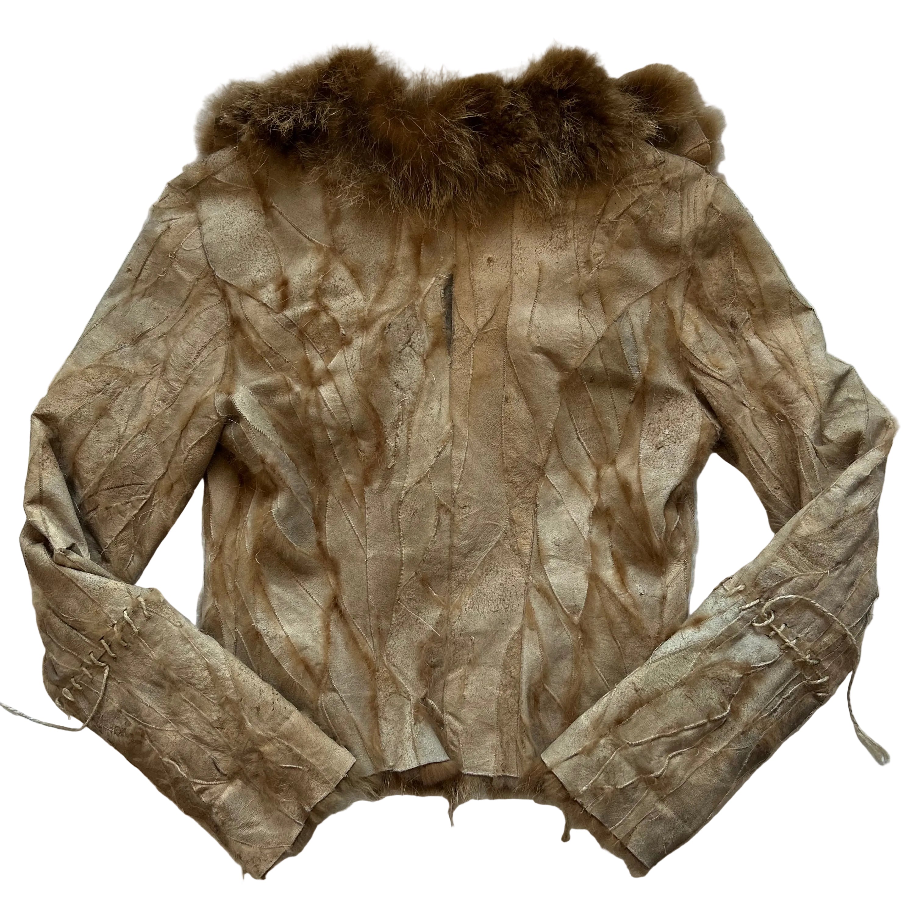 Anna Rita N patchwork real fur jacket- size small