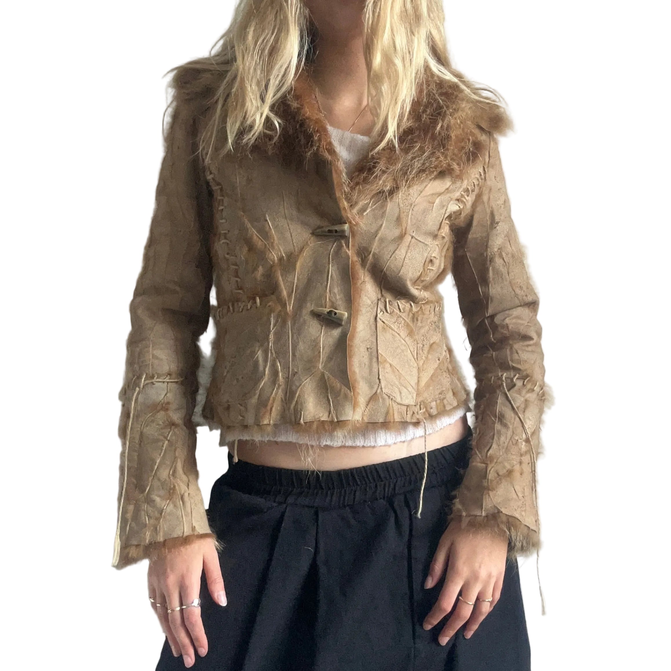 Anna Rita N patchwork real fur jacket- size small