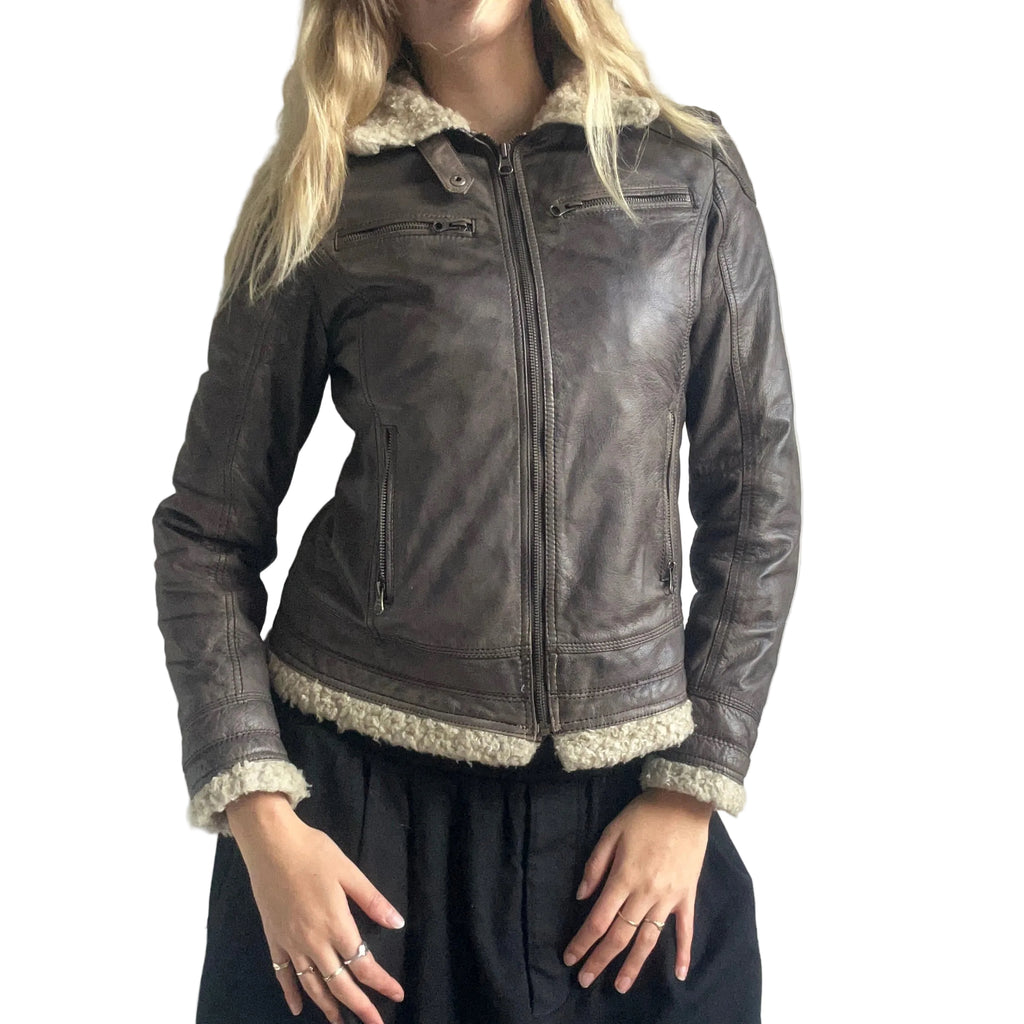 Shearling leather jacket- medium