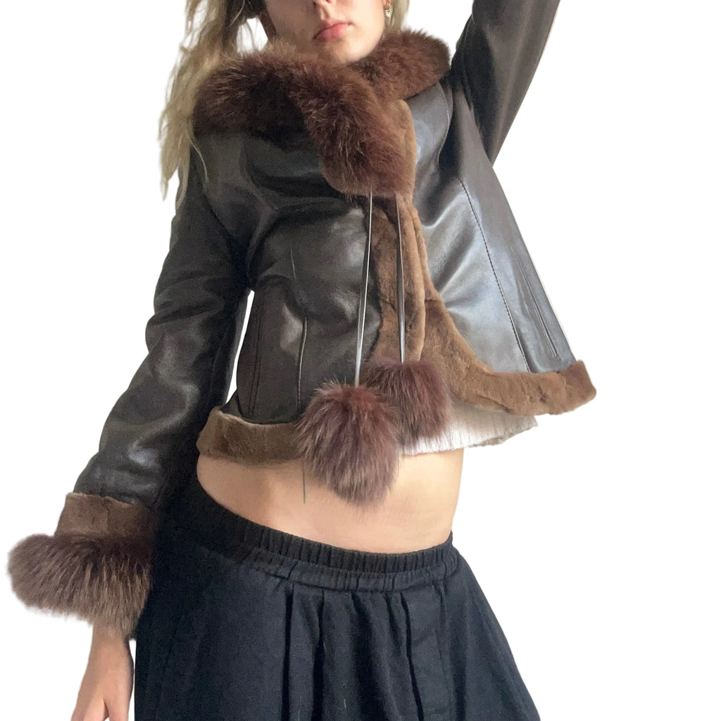 Leather and fur jacket- M