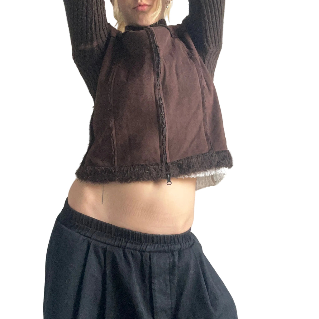 Brown wool/ acrylic made in Italy zip up- XS/small