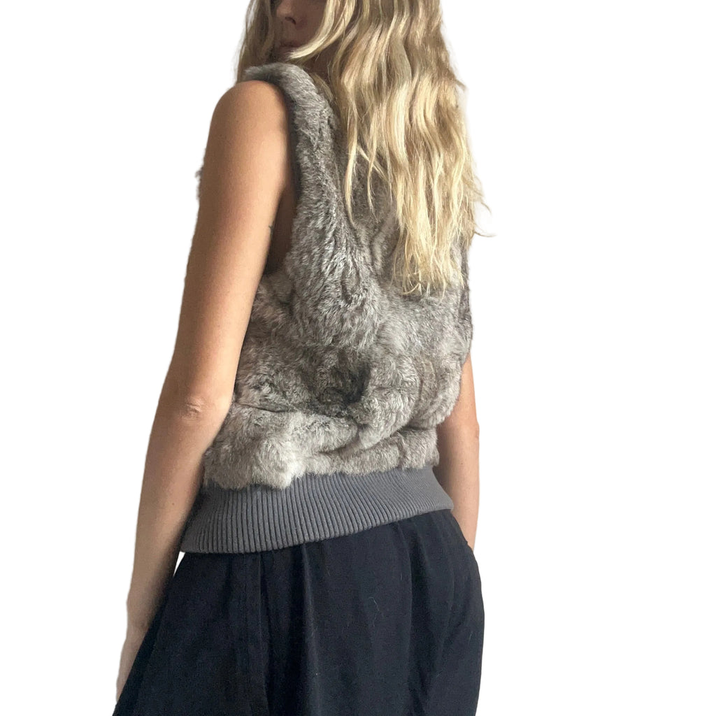 Fur grey vest- M/L