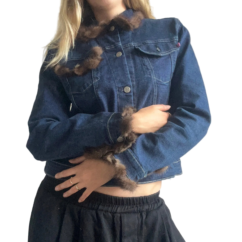 Wild Jeans denim jacket with fur details- small