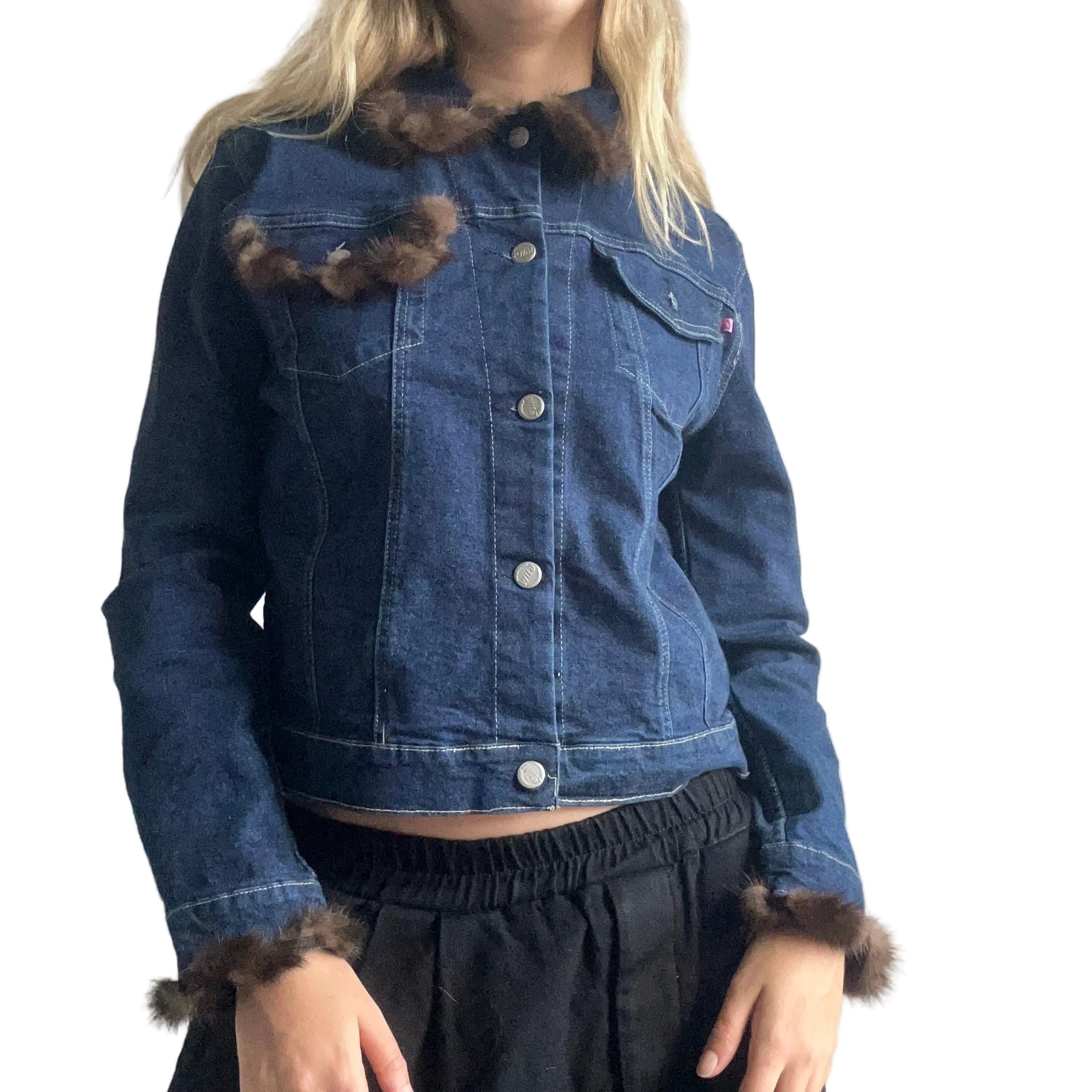 Wild Jeans denim jacket with fur details- small
