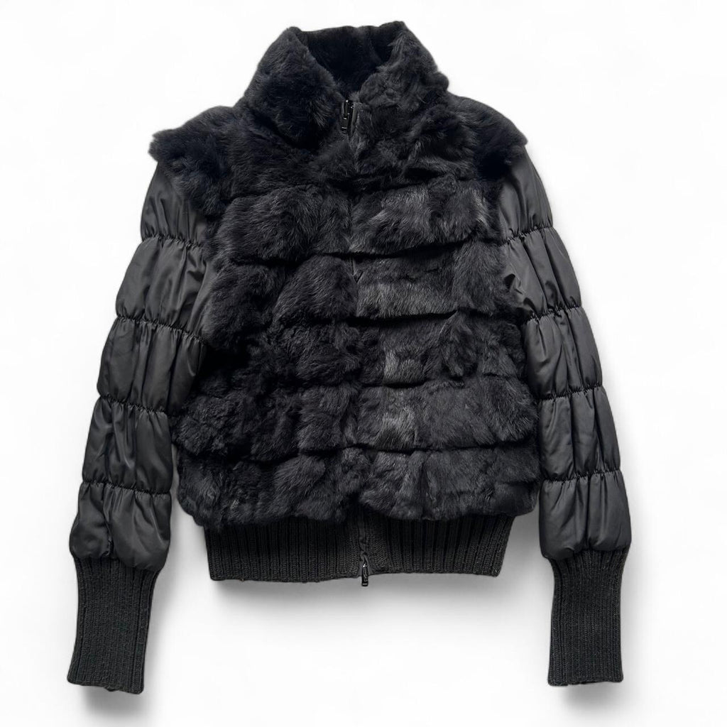 Reversible rabbit fur puffer jacket- small