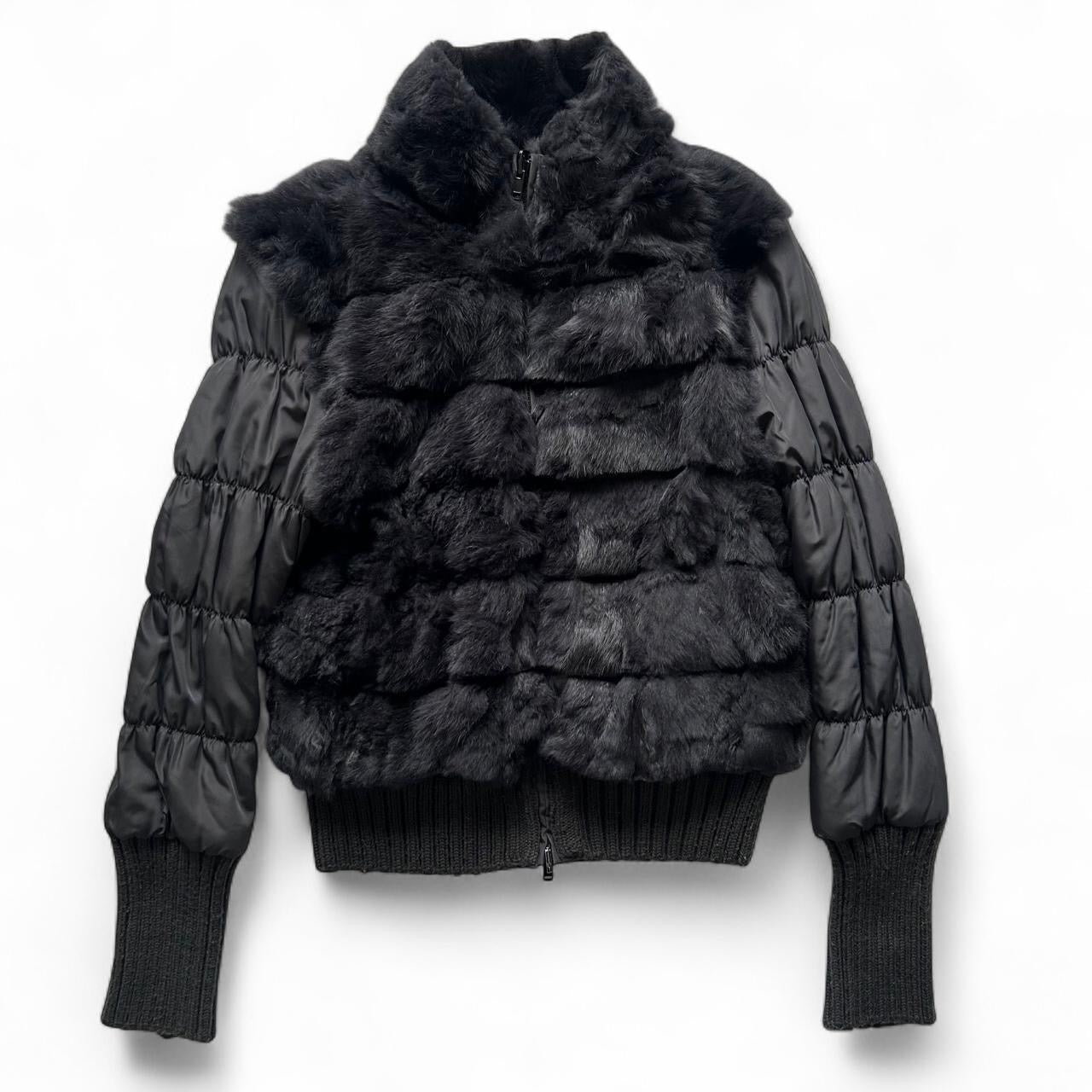 Reversible rabbit fur puffer jacket- small