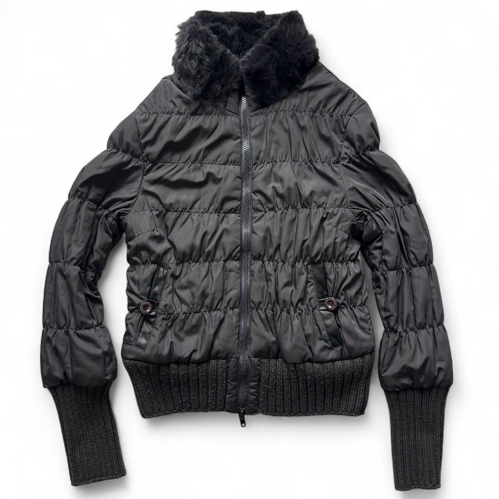 Reversible rabbit fur puffer jacket- small