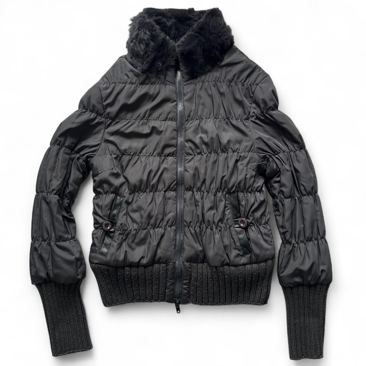 Reversible rabbit fur puffer jacket- small