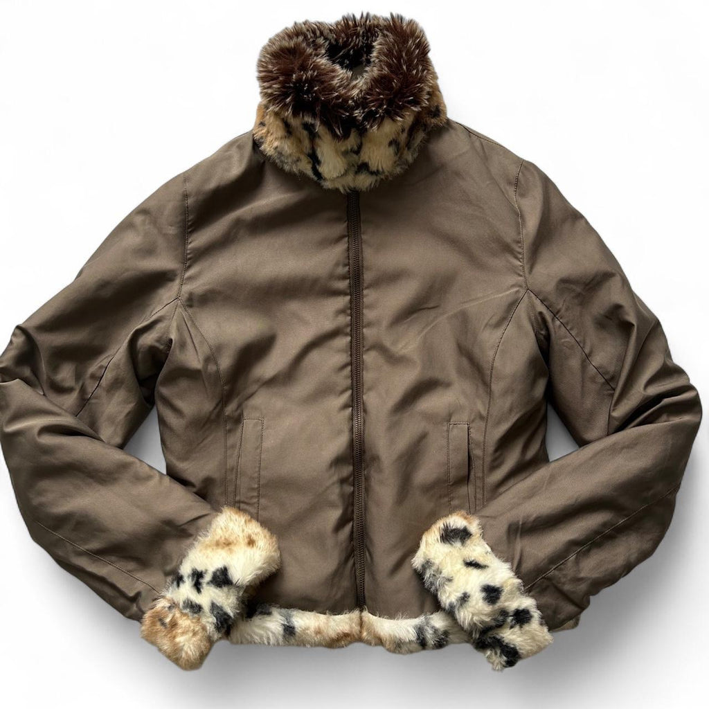 Reversible faux fur jacket- small/medium