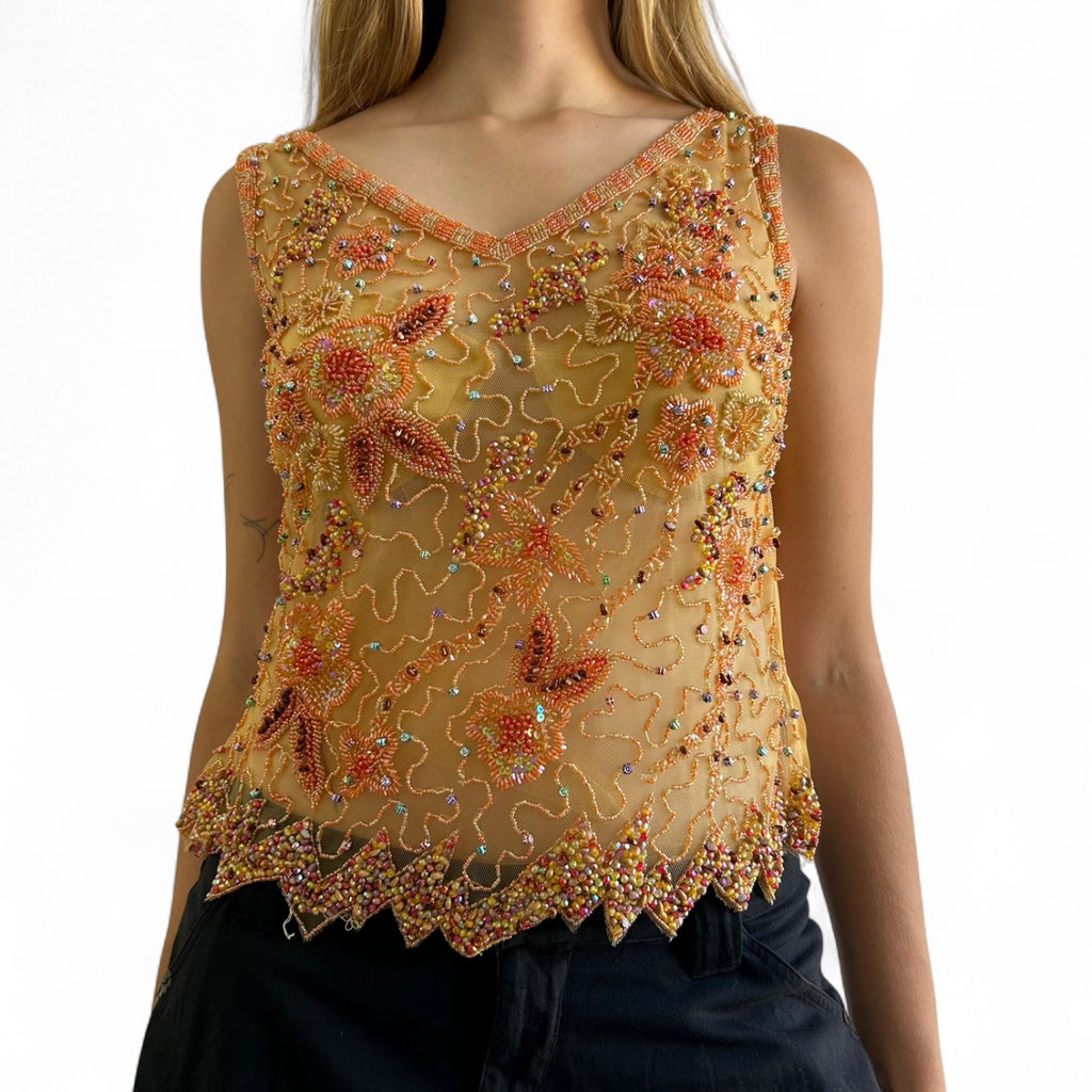 Orange beaded tank