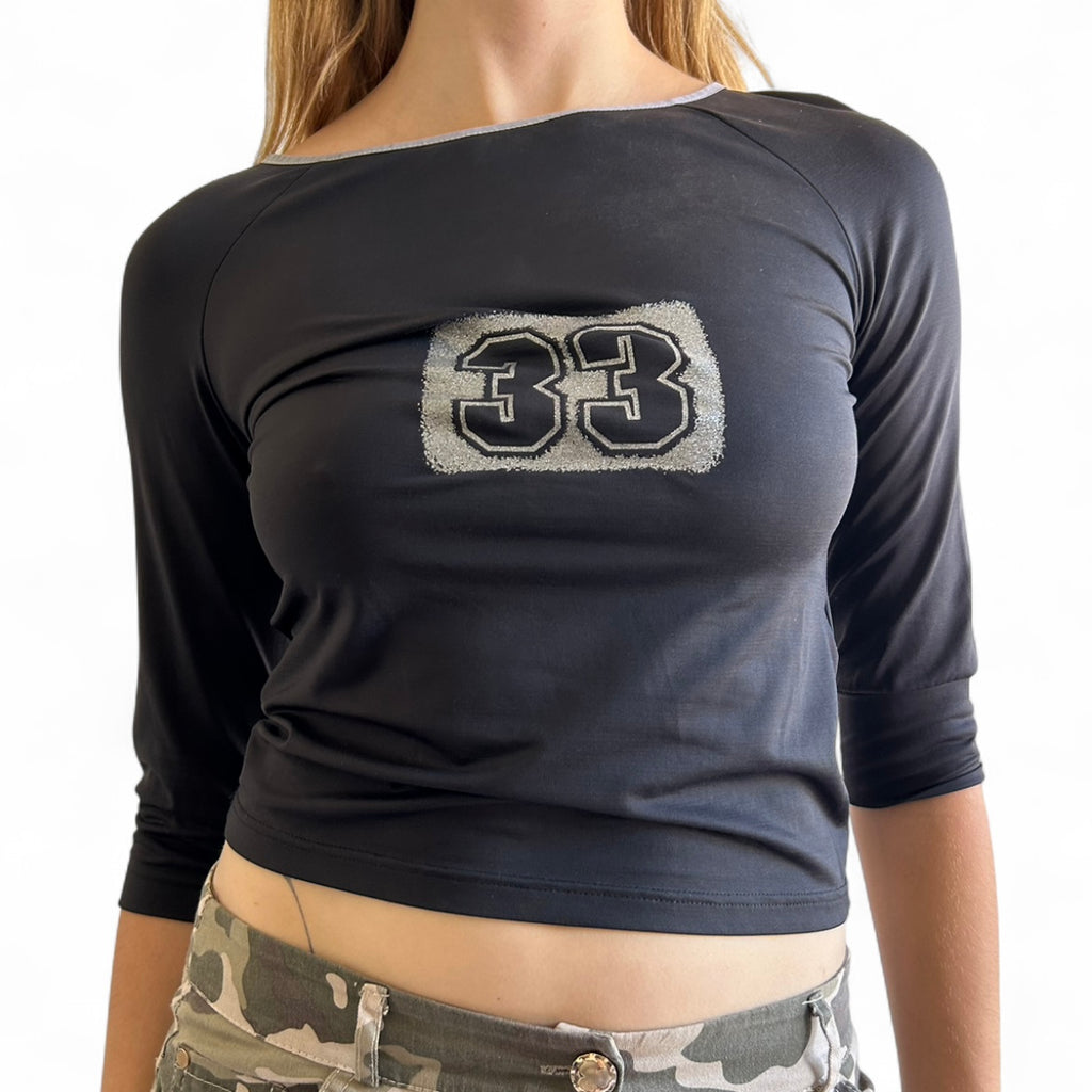Black numbered 3/4 sleeve