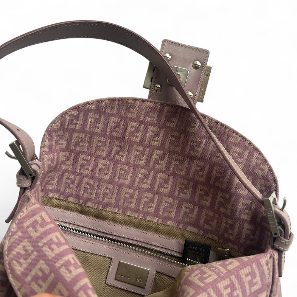 Lilac purple Fendi Zucca Baguette