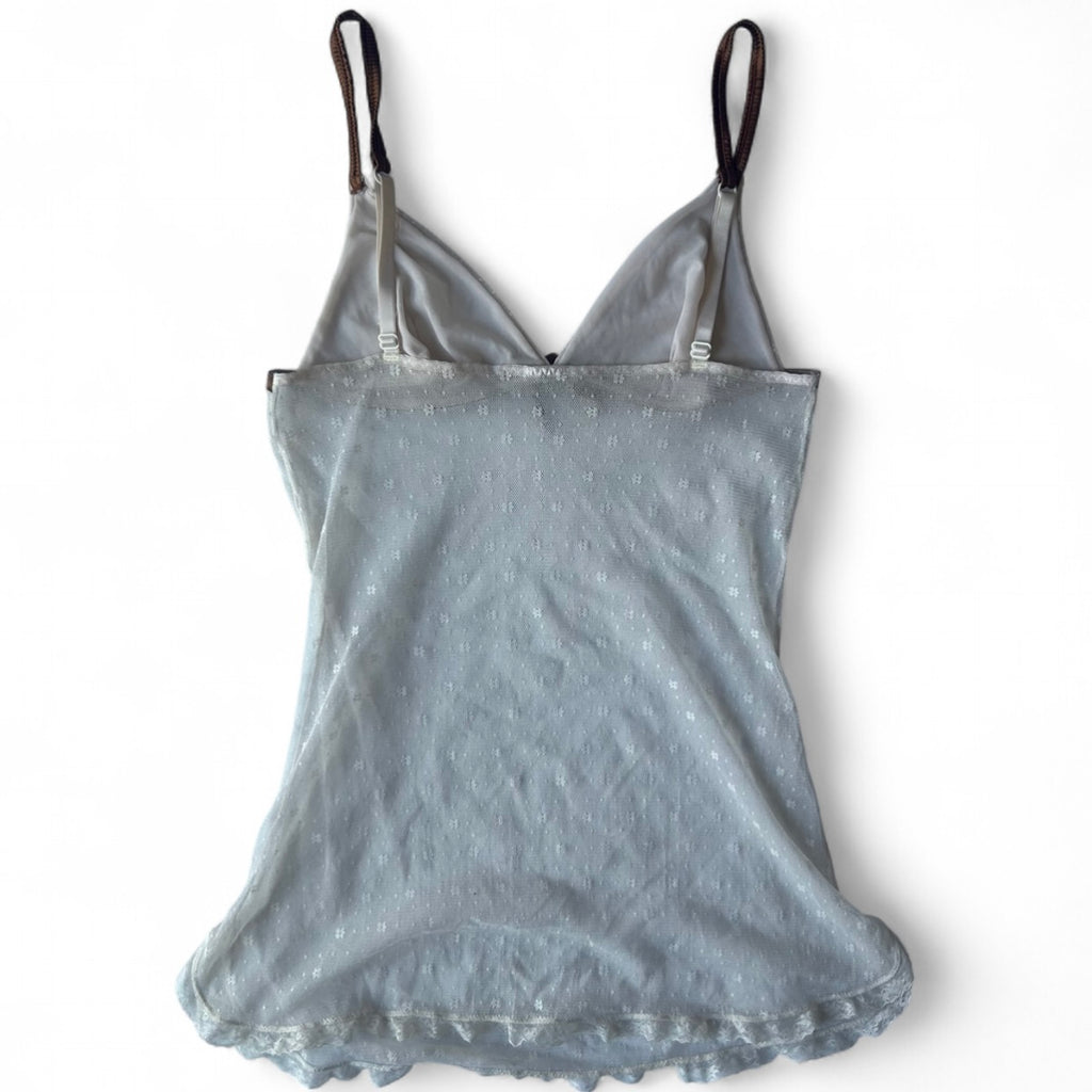 White and brown lace mini dress- size small