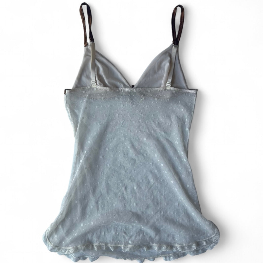 White and brown lace mini dress- size small