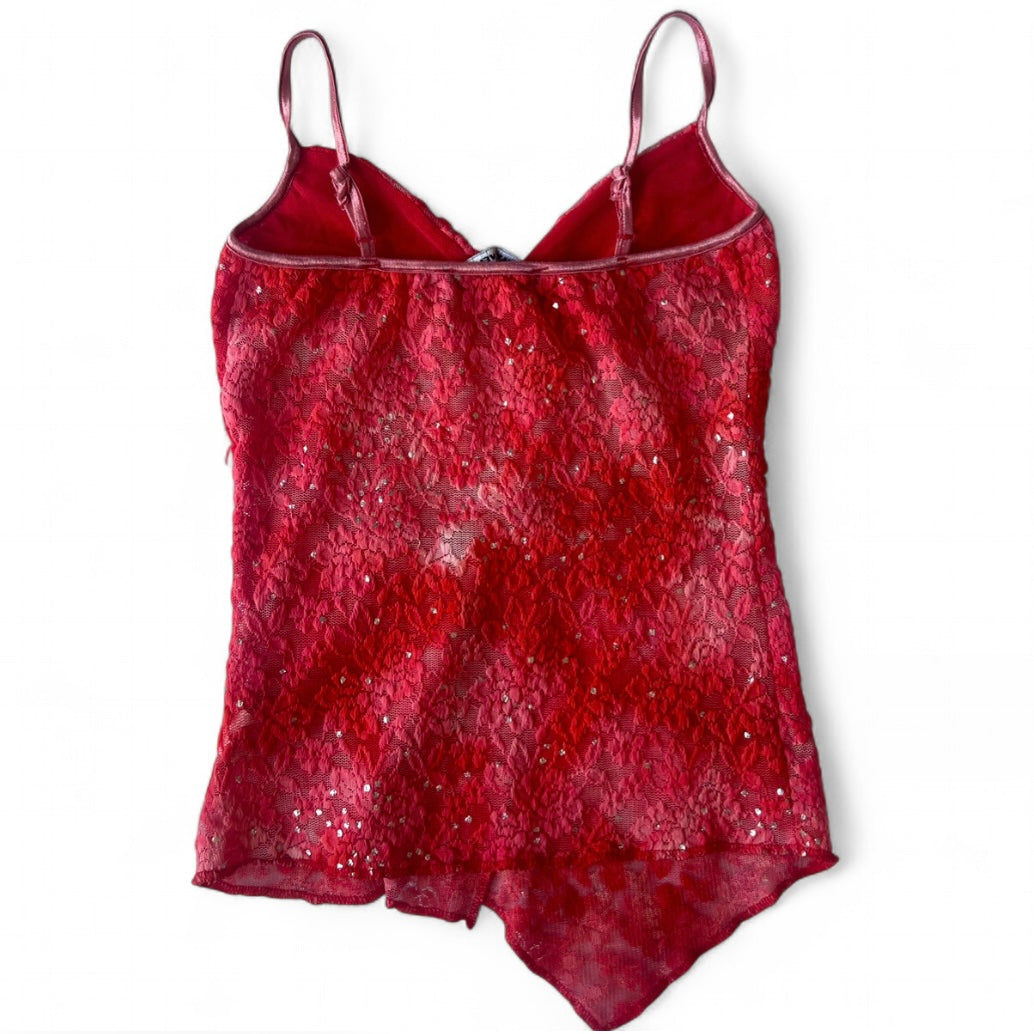 Red lace sparkly cami size small